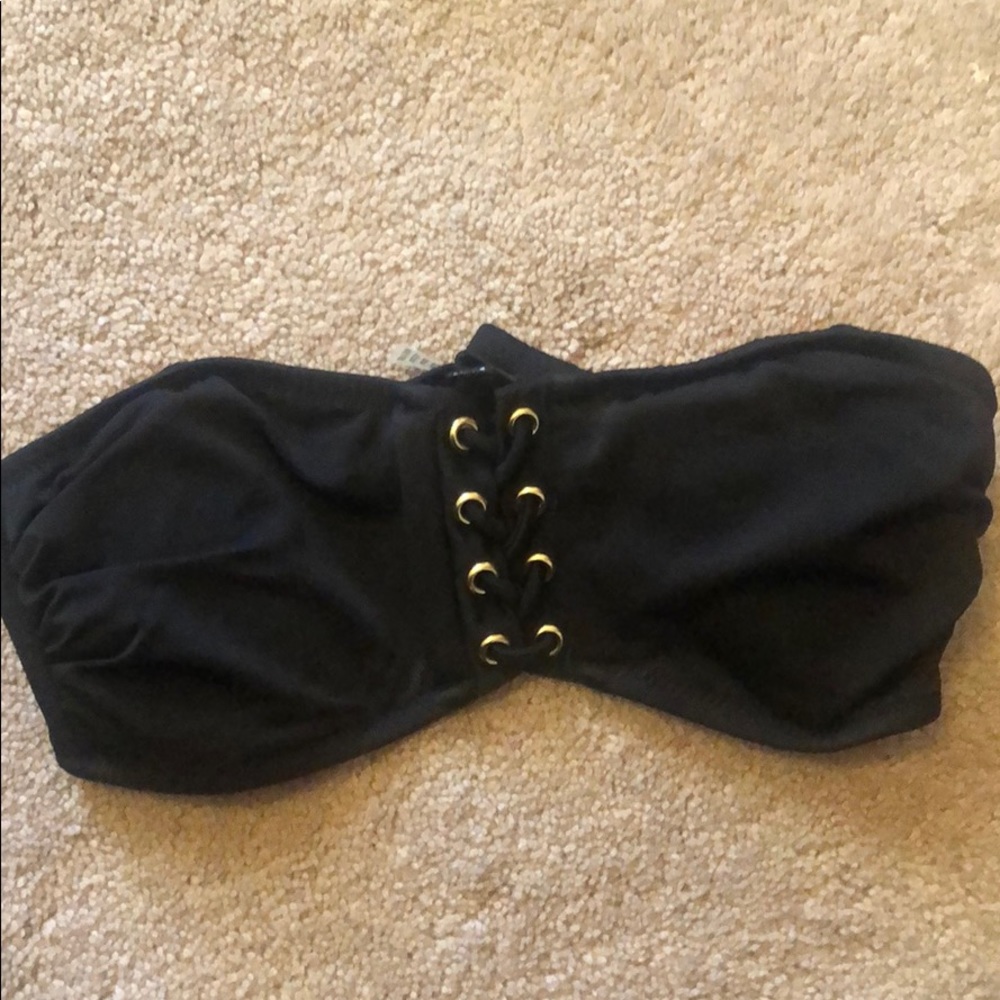 NWOT PINK Victoria’s Secret black bikini top